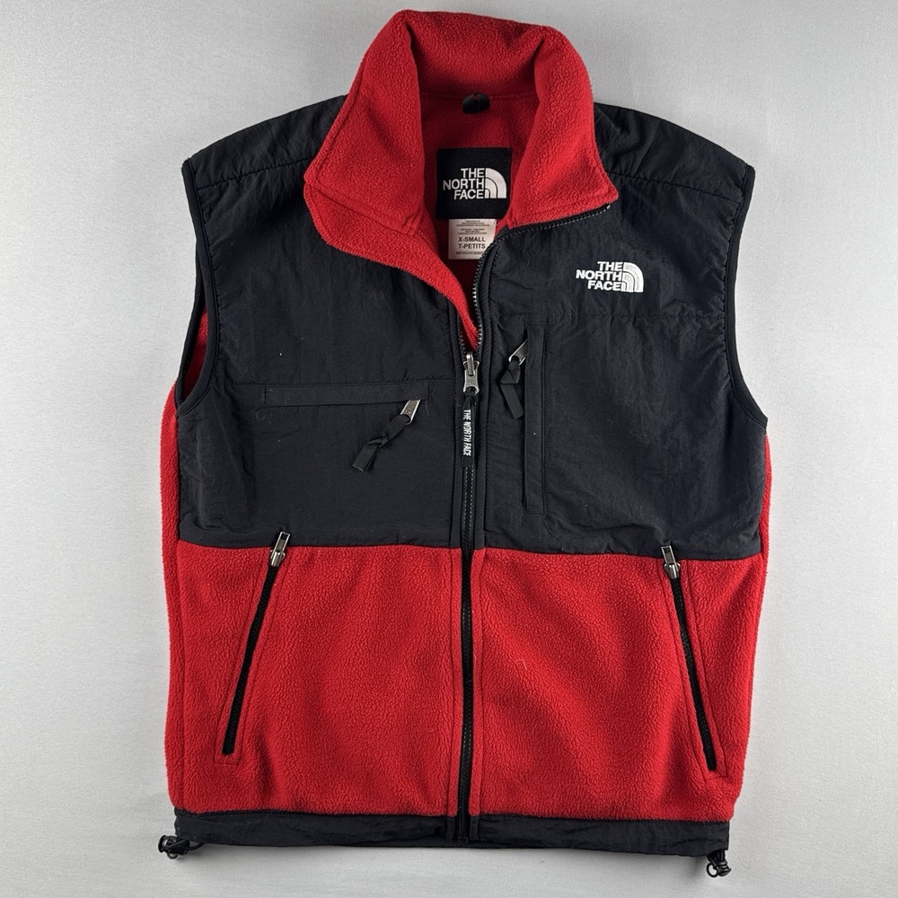 Vintage 90s The North Face Denali Vest TNF Polartec USA Made Red Black XS